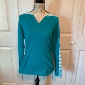 Balance Collection Blue Long Sleeve V-Neck Tee